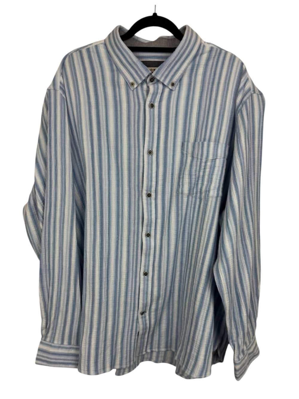 32 Bar Blues Shirt Mens Large Blue Striped Cotton Gauze Button Down XXXL